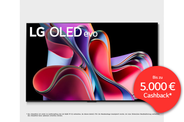 LG Cashback Aktion 2024: LG OLED55G39LA - OLED TV Ansicht vorne