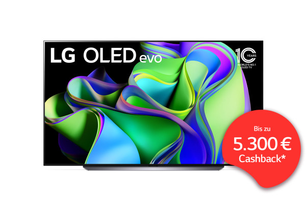 LG Cashback Herbst Aktion: LG OLED83C39LA - OLED TV Ansicht vorne